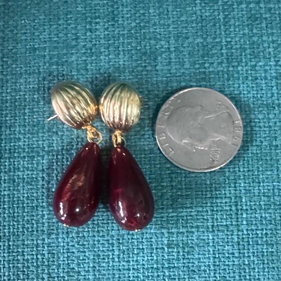 Ann Taylor Italian Collection Oval Drop Earrings - Plum Rose Fall - Picture 2 of 3